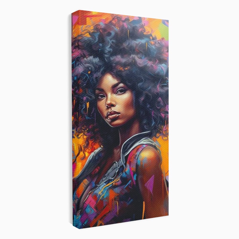 Tablou canvas cu tablou canvas cu portret urban afro, fara rama, pe sasiu de lemn